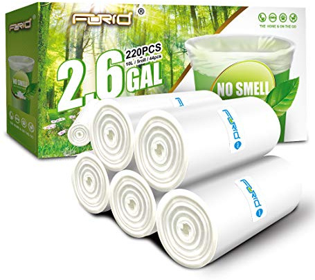Small Clear Trash Bags – FORID 2.6 Gallon Garbage Bags Wastebasket Bin Liners 220 Count Plastic Trash Bags for Bathroom Bedroom Office Garbage Can (220 count)