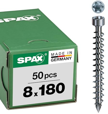 IN.FORCE, 8 x 180 mm, 50 Stück, Vollgewinde, Zylinderkopf, T-STAR plus T40, CUT-Spitze, WIROX - 1221010801805