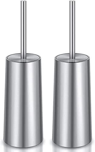 IXO Scopino per WC e supporto, confezione da 2 scopini per WC in acciaio inox 304, per WC da bagno, ergonomici, eleganti, durevoli