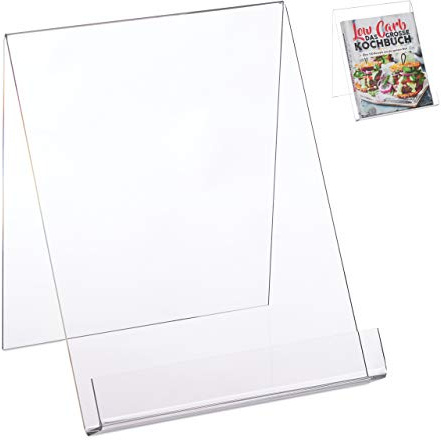 Support pour livre, lot de 10, présentoir en acrylique A4, solide, grands livres, HxLxP: 24 x 21 x 19 cm, transparent