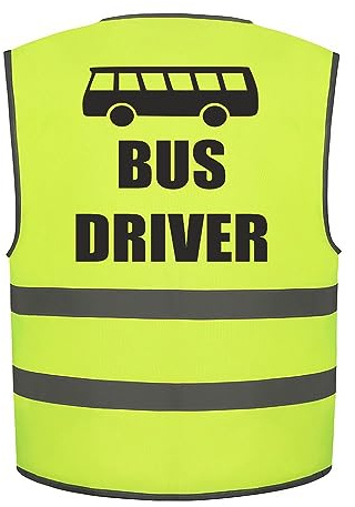 Brook Hi Vis Bus Driver Kids Hi Vis Vest Children's High Visibility Reflective Safety Waistcoat Fancy Dress School, Add child's name to the front, Personalised