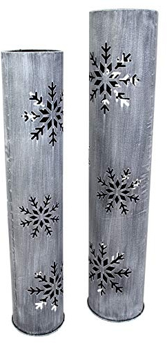 Windlichtsäule Schneeflocke, im 2er Set