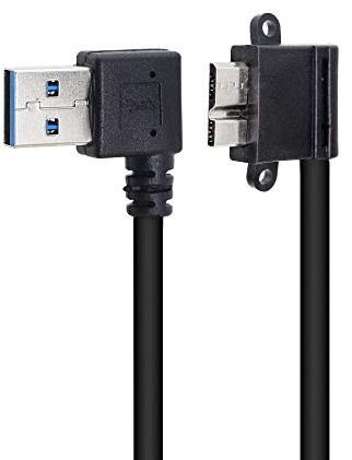 YAODHAOD Cavo ad angolo retto da USB A 3.0 a Micro 3.0, 20 cm da USB A maschio a Micro B 3.0 maschio con foro per vite cavo Micro B per hard disk esterni portatili, elementi WD, espansione Seagate ecc
