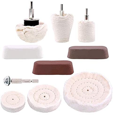 Discos de pulido para taladro con pasta para pulir, 10 unidades, accesorios de pulido para atornillador inalámbrico, rueda de pulido, cono de pulido para aluminio, acero inoxidable, cromo