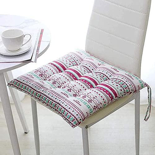 SRHMYJJ Square Chair Cushion with Ties,Set of 4,Retro Thick Seat Pads,Soft Desk Seat Pads Armchair Cushion for Kitchen Dining Garden Office,Washable