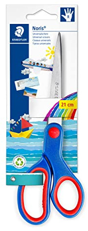 Staedtler - Noris 965 - Blister 1 Paire Ciseaux à Lame 21 cm Bouts Pointus - 965 21 NBK Bleu
