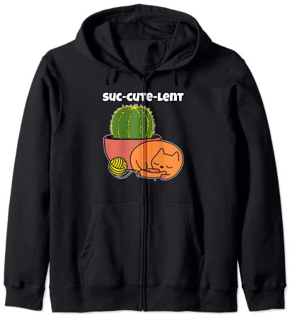Cactus boule d'or et Chat endormi si mignon succute Sweat à Capuche