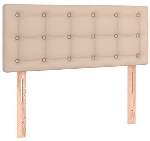 vidaXL Kopfteil, Bettkopfteil mit Holzbeinen, Höhenverstellbar Polsterkopfteil für Bett, Betthaupt Bettzubehör Schlafzimmer, Cappuccino-Braun 100x5x78/88cm Kunstleder