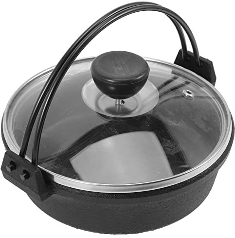 Lifkome Pot Sukiyaki En Fonte 18 Cm - Marmite Japonaise Pour Shabu Shabu Ustensiles De Cuisine En Fer Émaillé Idéal Pour Dîner En Famille Et Repas Traditionnels