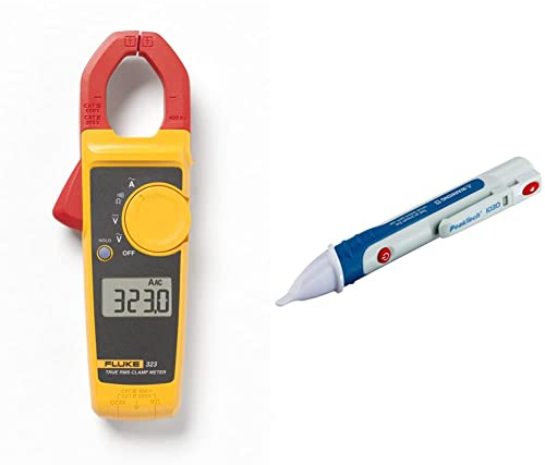 FLUKE 323 Pliers Multimeter AC TRMS & Peak Tech P 1030 – Kontaktloser AC Spannungsprüfer mit LED Lampe, 50 – 1000 V AC Betriebsbereich, Berührungsloser Spannungstester - 157 x 26 mm