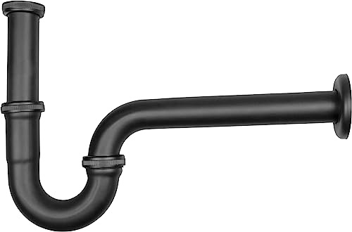 Cornat Tubos de tapón de olor para lavabo, 1 1/4 pulgadas x 32 mm, metal negro, fácil de limpiar y resistente a la corrosión/sifón tubular para lavabo/conexión de desagüe/T3175021