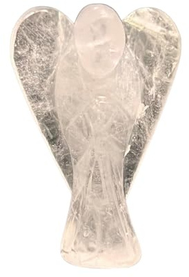 ANAYA AGATE Clear Quartz Angel Statue – 2 Beautiful Gemstone Guardian Angel – Natural Crystal Angel – Hand-Carved Angel Charms for Protection, Love, Peace, and Positive Energy – Angel Figurines Decor