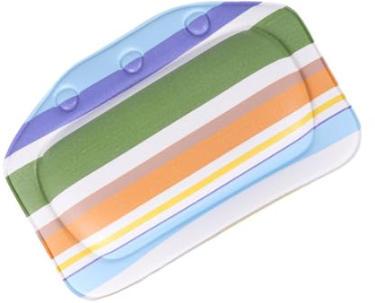 PVC Badewannenkissen mit Saugnapf, Kopf Schulter Nackenstütze | Schwamm Polster, Badewanne Einsatz, Moderater Härtegrad, 1 Stück, Buntes Streifenmuster, Stilvolles Design