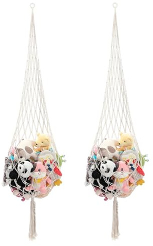 Spielzeug-Hängematten-Aufbewahrungsnetz, Plüschtier-Aufbewahrungsnetz, weiche Teddy-Aufbewahrung, Hängemattennetz für Stofftiere, Netzaufbewahrung für Kinderzimmer, Spielecke (2 Stück)
