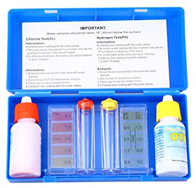 Supvox Pool Testkit Wasserqualität Spa Poolwassertest Satz Ph Testflüssigkeit Präzise Reagenzien Für Schwimmbäder Spas Tragbar Langlebig