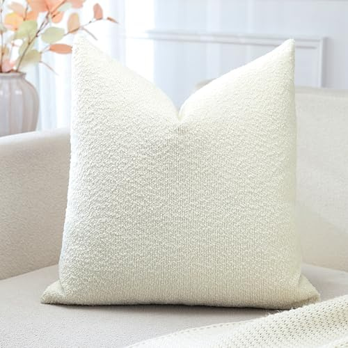Artscope 1er Set Boucle-Kissenbezügen Einfarbig Wurfkissenbezug Moderne Dekokissen Kissenhülle Set Kissen Fall für Sofa Auto Schlafzimmer Zuhause Dekor 45x45cm, Creme Beige