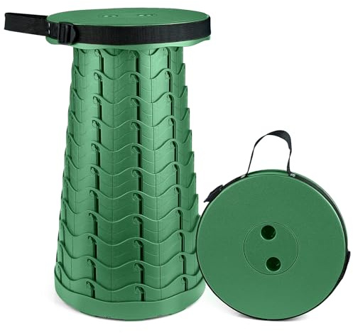 Hesanzol Sgabello pieghevole per adulti, portatile, telescopico, pieghevole, retrattile, per campeggio, giardino, escursionismo, viaggi, portata massima 181,4 kg