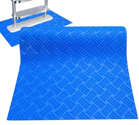 Bodenplane Für Pool & Pool Leiter Matte, 23 X 60cm [blau] Poolleiter Matte, Poolleitermatte Aus Gummi, Schutzmatte Für Poolleiter, Poolunterlage Mit Rutschfester Textur Für Schritte, Treppen, Leitern