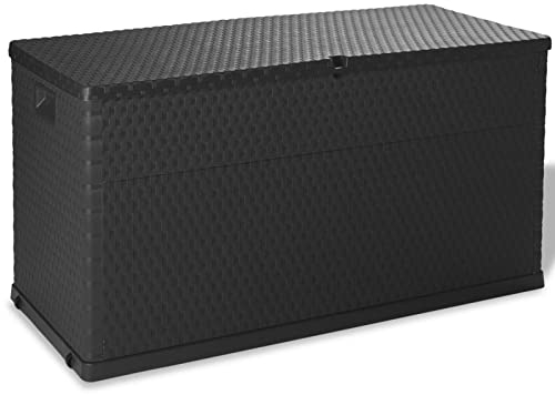 Iiaky Garten-Aufbewahrungsbox Gartenbox Wasserdicht Box FüR Gartenauflagen Garten Aufbewahrungsbox Casaria Auflagenbox Anthrazit 120x56x63 cm PP Rattan