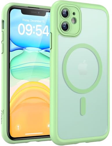 TOCOL für iPhone 11 Hülle für Magsafe, Vollständiger Kameraschutz Stoßfest Kratzfest Transluzente Rückseite Magnetisch Handyhülle für iPhone 11 Case, Grün