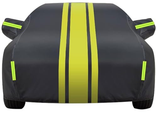 NFAHBAQA Autoabdeckung Vollgarage für S Line S1 S2 S3 S4 S5 S6 S7 S8, Atmungsaktive PKW-Abdeckung für Sonne Staub Schutz, Auto Ganzgarage Abdeckplane,A/Black/Yellow