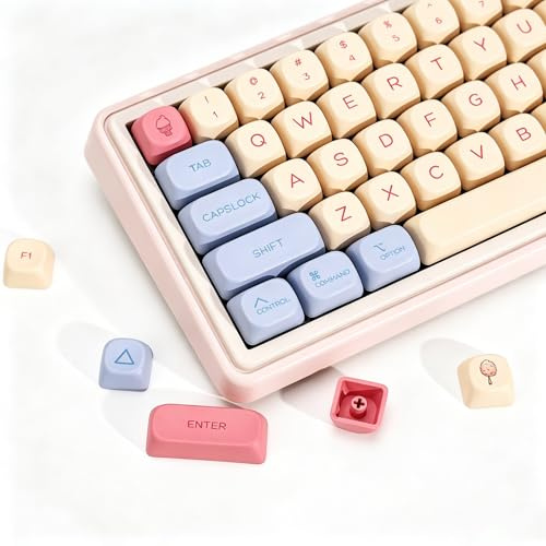 YMKPVR KBDiy Marshmallow KOA Profile Keycaps 60 Percent,Dye-Sublimation PBT Pink Cute Custom Keyboard Keycap,141 Key Cap Set for Cherry Gateron MX Switches Mechanical Keyboards