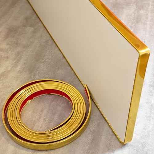 Bande d'étanchéité flexible en forme de U pour bords de meubles - Pour table, contreplaqué, plan de travail, armoire (12 mm x 3 m, doré)