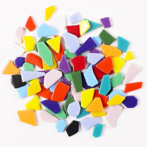 Unregelmäßige Mini-Mosaik-Glasfliesen für Bastelarbeiten, Großpackung Mosaikbedarf, zufällige kleine Größe von zerbrochenen recycelten Glasmosaikstücken für DIY-Mosaikherstellung (RB900)
