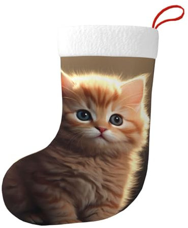 WHJYYXDE Dekorativer Weihnachtsstrumpf – perfekt zum Dekorieren von Büros, Bäumen und Kaminen, niedliche kleine Katzen-Drucke