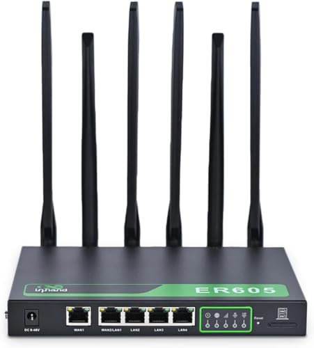 InHand Networks ER605 Edge Router,5G-Router für Unternehmen,5G downlink 2Gbps Sub6,Wi-Fi AC1200,SD-WAN Netzwerken,Gigabit ethernet Port,Cloud-verwaltet,Verbinden Sie bis zu 100 Geräte (5G Version)
