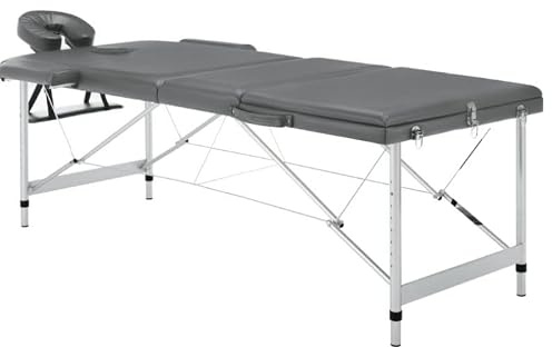 PLUS SANTE Table de Massage Pliante en Aluminium Ella, 3 Sections à Hauteur Réglables, légère avec Sac de Transport et Accessoires (Noir, Largeur 70 cm) (Gris, 60 cm)