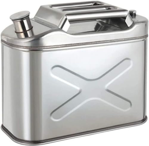 Réservoir d'essence en acier inoxydable avec tube de carburant – Idéal pour l'essence, l'huile comestible ou l'eau pour moto, automobile, tondeuse à gazon, bateau, camping – 10 l