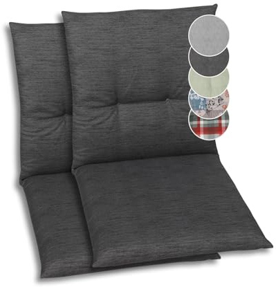 GO-DE Textil Bequeme und attraktive Polsterauflagen für Niederlehner-Gartenstühle (2er-Set, Uni anthrazit, Niederlehner)