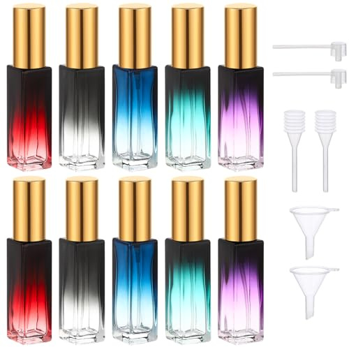 Segbeauty Parfümzerstäuber Nachfüllbar, 10 Stück 10ml Reiseparfümsprayer, Leere Parfümflaschen, Nachfüllbar und Tragbare, mit Trichter, Dropper, Pumpenkopf