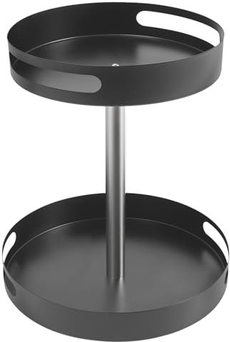 KEESUNG Estantería giratoria de 360°, carrusel para especias, 2 niveles, estantería de cocina, encimera, esquina, organizador giratorio, plato giratorio, armario para tarros de especias, cosméticos,