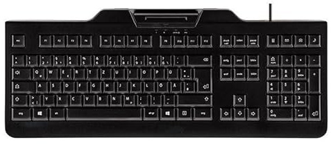 Glowster Teclado USB con Lector de Tarjetas Inteligente (DNI) - Color Negro - Ideal para Uso administrativo y gestión de identidades.