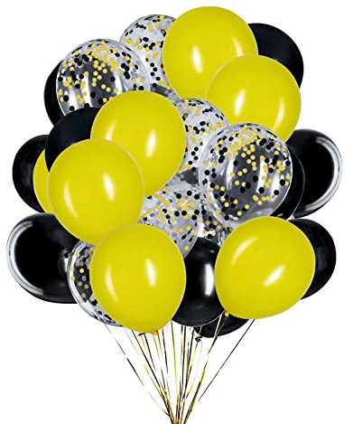 50 Stück 12 Zoll Luftballons Mattes Gelb und schwarz,Helium Konfetti Ballons für Geburtstag, Hochzeiten