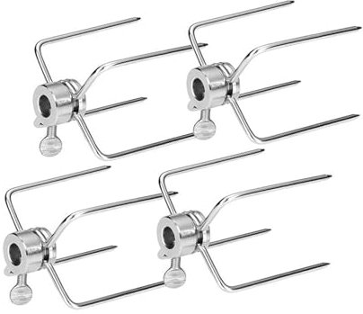 Set di 4 forchette da barbecue in acciaio inox, forchette per arrosto e carne, adatte per grigliate all'aperto, picnic