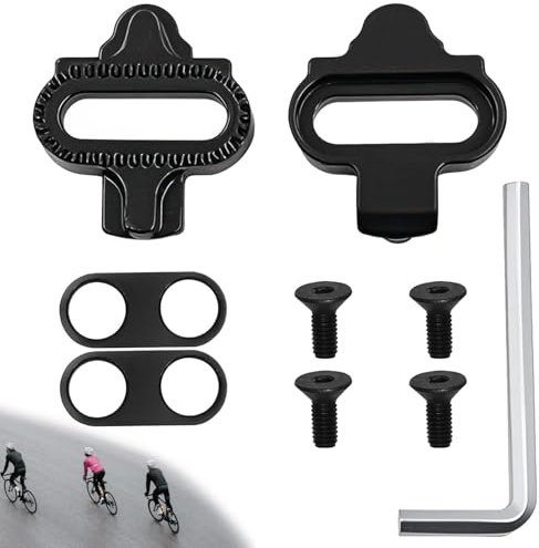 2 Pcs SPD Cleats for Cycling Shoes Bike, Cleat Set with Screws Allen Key | Compatible with Standard 2-Bolt Clipless Pedal System, Durable Metal Cleats for Spin Bike and Indoor Cycling