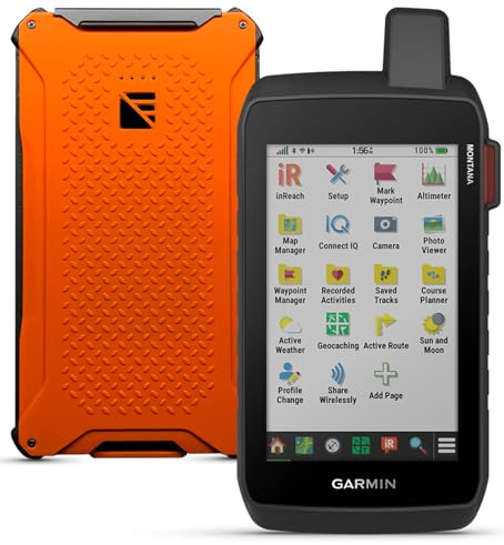 Garmin Montana 760i Rugged GPS Handheld Navigator | inReach for SOS & 2-Way Texting, 5” Touchscreen, Camera, Satellite Imagery, Mapping for Roads/Trails | with Dark Energy Poseidon Pro, Hi-Vis Orange