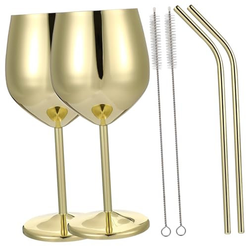 Luxshiny 2juegos Copa De Vino Inoxidable Copas Para Fiesta De Duraderas y Prácticas