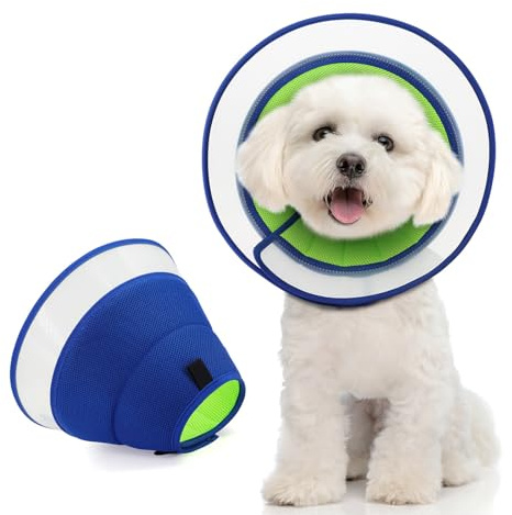 Halskrause Hund Weich, Schutzkragen Leckschutz Hund mit PVC, Atmungsaktive Halskrausen für Hunde, Einstellbarer Hundekragen Leckschutz, Haustier Elisabethanischer