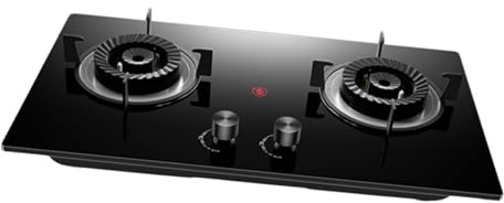 Cuisinière à gaz à double brûleur, poêle à frire à feu élevé de 5,2 kW, cuisinière à couvercle de feu en cuivre à économie d'énergie avec support de cuisinière à récupération(NG)