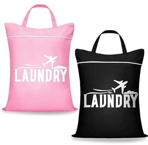 2 Stück Wäschesack Reise mit Reißverschluss, Wäschebeutel Schmutzwäsche Wasserdichte Laundry Bag Waschmaschine für Travel Camping