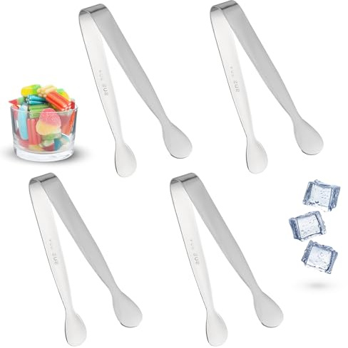 Yuomeaz 4Pcs Mini Sugar Tongs, 4.3 Stainless Steel Mini Serving Tong, Small Tongs for Appetizers, Tea, Candy, Ice, Kitchen
