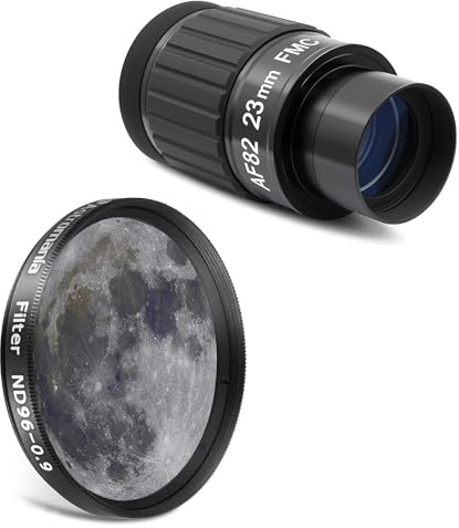 Astromania 2 Inches Ultra Wide Angle Eyepiece for Planetary and Deep Space, 82 Degree 23mm UWA Eyepiece - Bundle with - Telescope Moon Filter 2 inch, Neutral Density Telescope Filter ND96-0.6