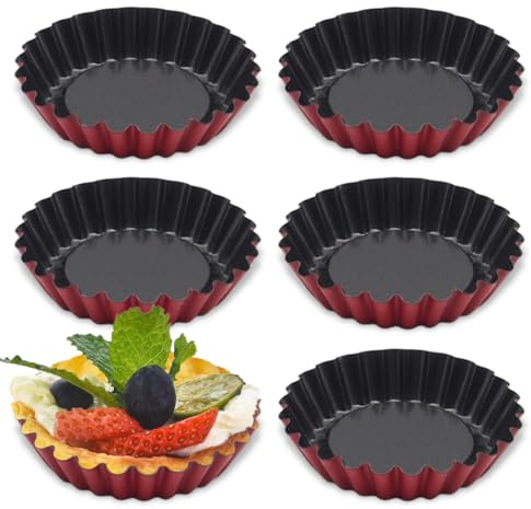 JYXNU 6-teiliges Set Backform für Törtchen, Pasteis de Nata Kit, Kuchenformen, Ø 7 cm, Stahl mit Antihaftbeschichtung, für Marmeladenkuchen, Kochen in der Küche, klein