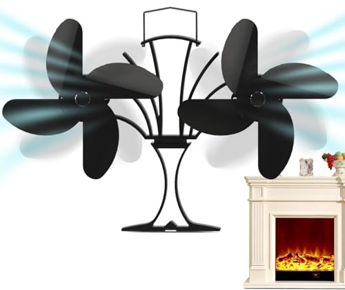 Ventilador de chimenea, estufa de leña – Ventilador superior silencioso no eléctrico, ventilador de estufa de leña accionado por calor, para estufa de leña/pellets/madera | Multipurpose Outdoor Indoor
