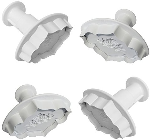 PME CPE649 Creative Plaque Rose & Plain Embossing Plunger Cutters, Set of 4, White