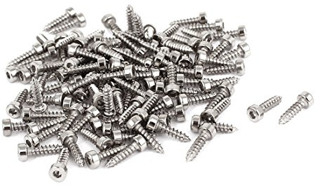 uxcell M2 Hex Socket Head Cap Self-Tapping Screw, 100Pcs M2x8mm 304 Stainless Steel, Hexagon Socket Head Tapping Screws, Hex Drive, Self Tapping Point - Silver